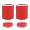 Creekwood Home 10.24-in. Traditional Mini Round Rock Table Lamp, Red, 2PK CWT-2017-RE-2PK